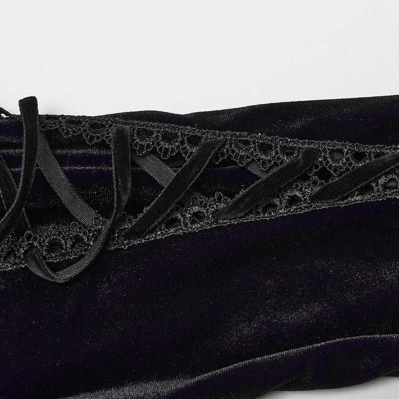 Gothic Ballkleid mit Puppenkragen und Farbverlauf aus Samt für Damen, Violett
