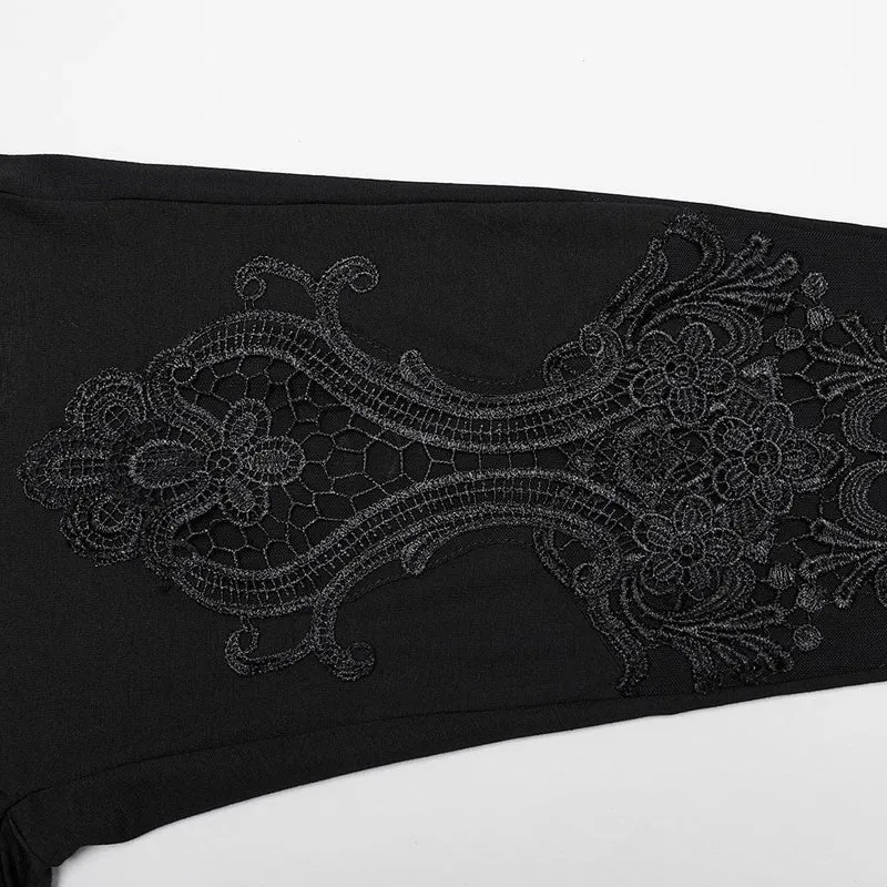 Gothic-Leggings mit Blumenstickerei für Damen