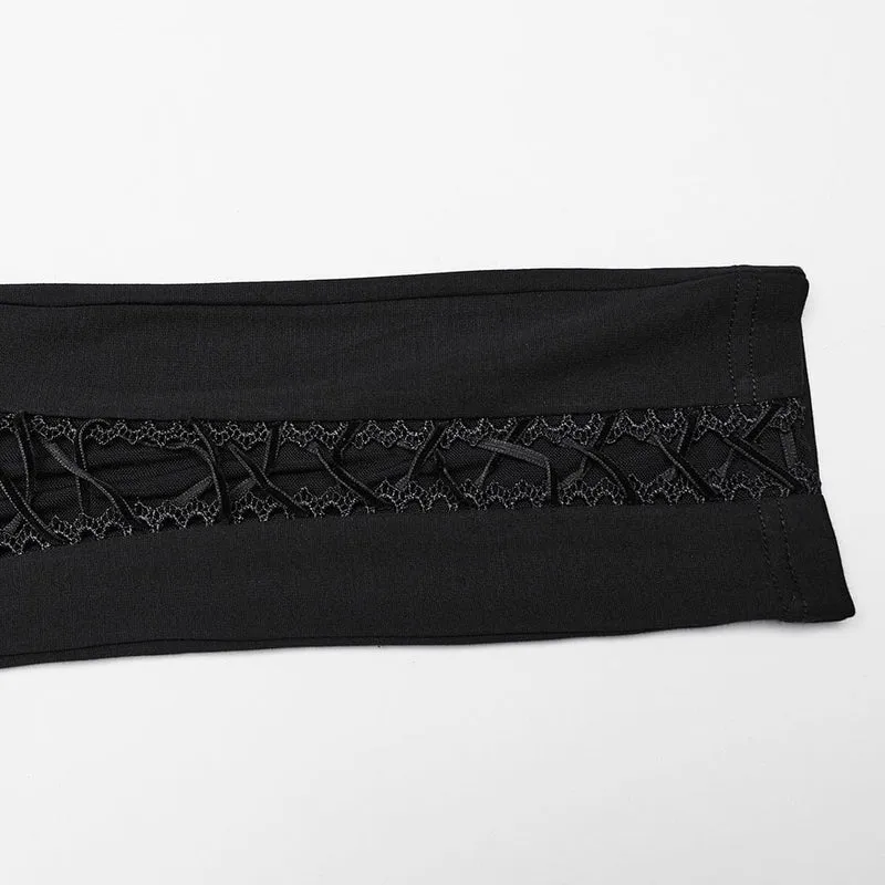 Gothic-Leggings mit Blumenstickerei für Damen