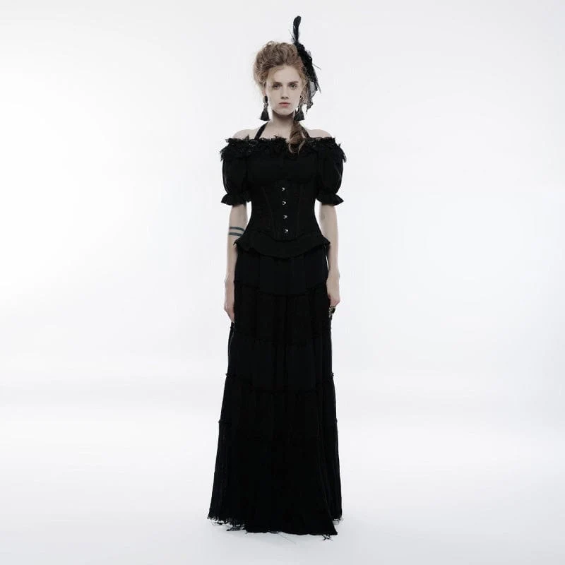 Gothic Neckholder-Korsett mit Schnürung aus Jacquard für Damen