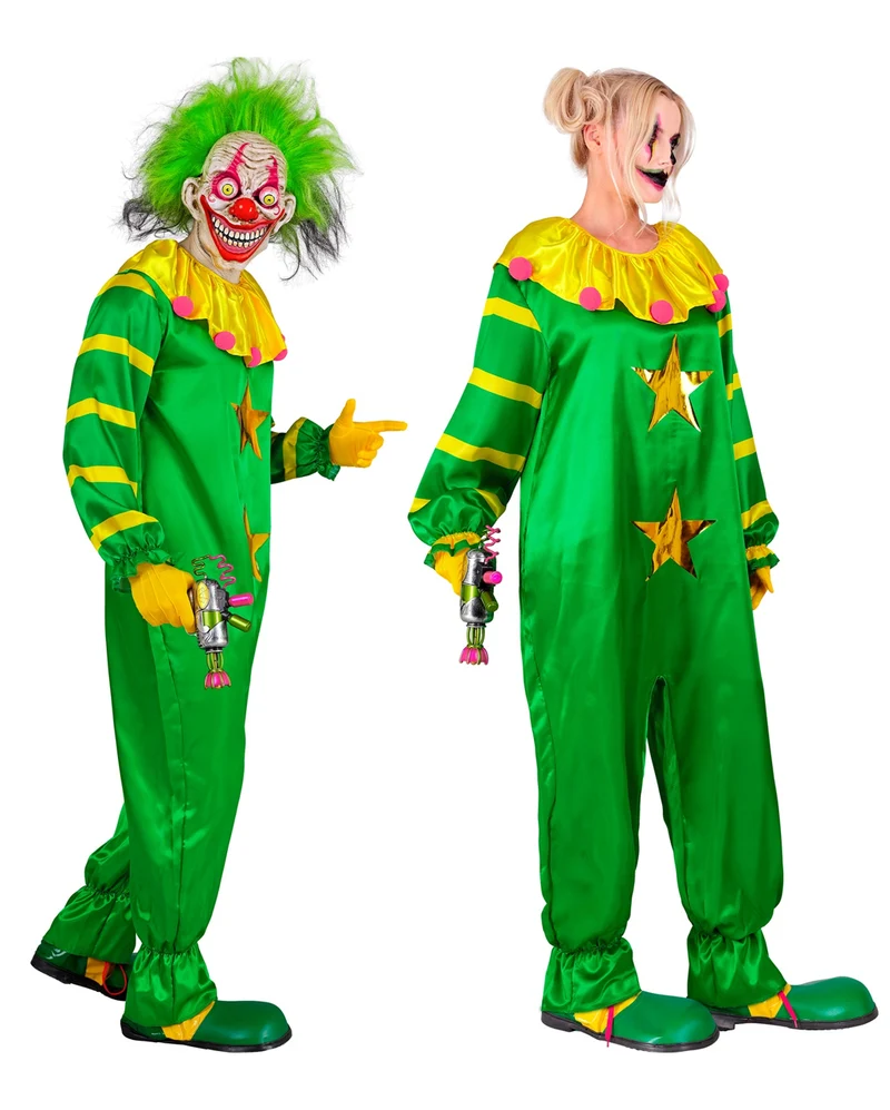 Giftgrünes Horrorclown Kostüm