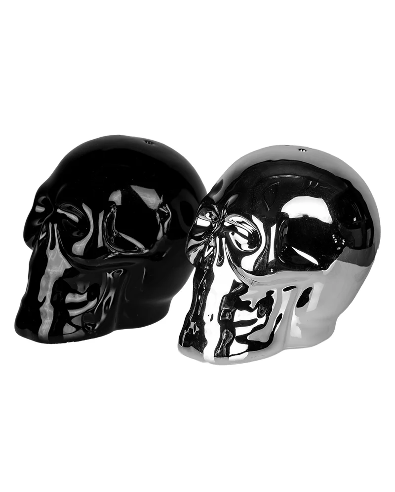 Black & Silver Totenkopf Salz & Pfefferstreuer