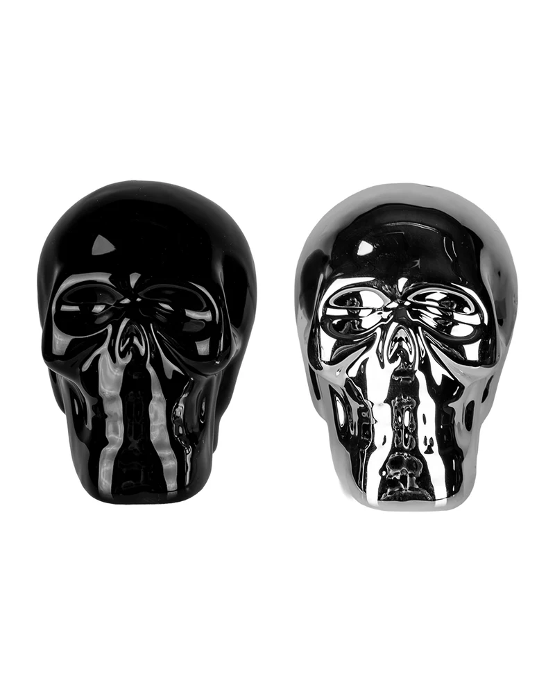 Black & Silver Totenkopf Salz & Pfefferstreuer