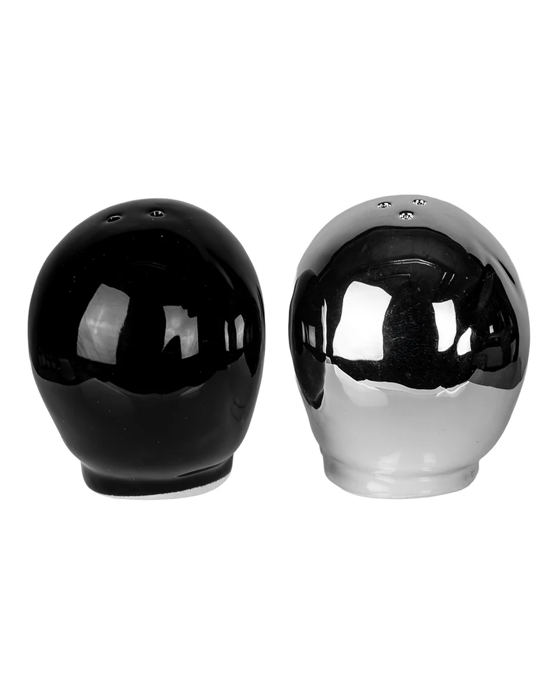 Black & Silver Totenkopf Salz & Pfefferstreuer