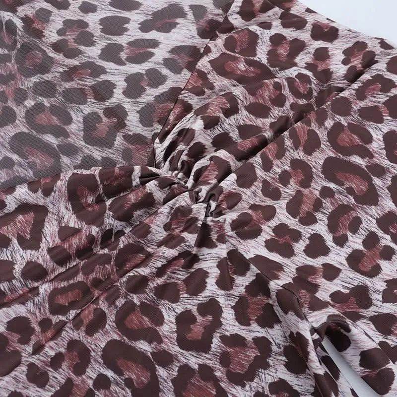 Leopard print off shoulder ruched jumpsuit