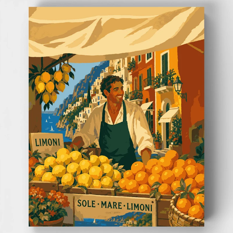 Lemon Market Vendor - Paint by Numbers Kit