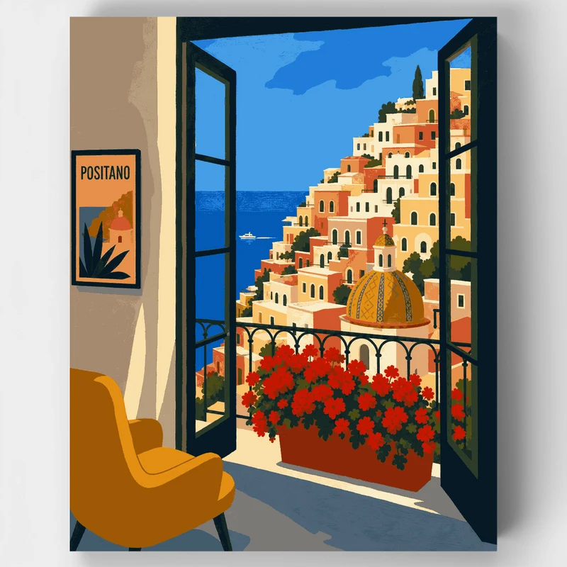 Balcony View Positano - Paint by Numbers Kit