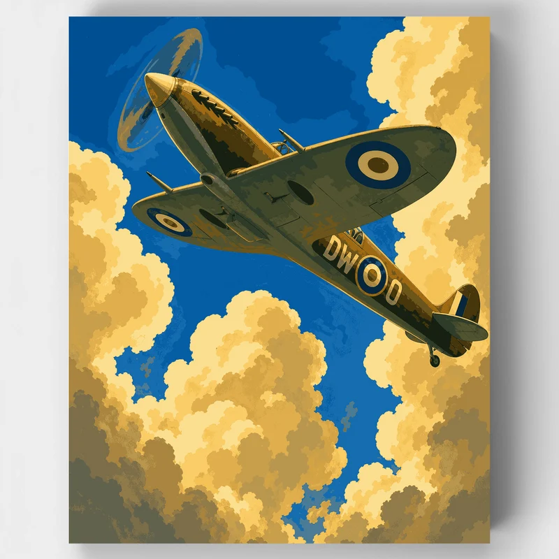 Spitfire Above Clouds - Paint by Numbers Kit