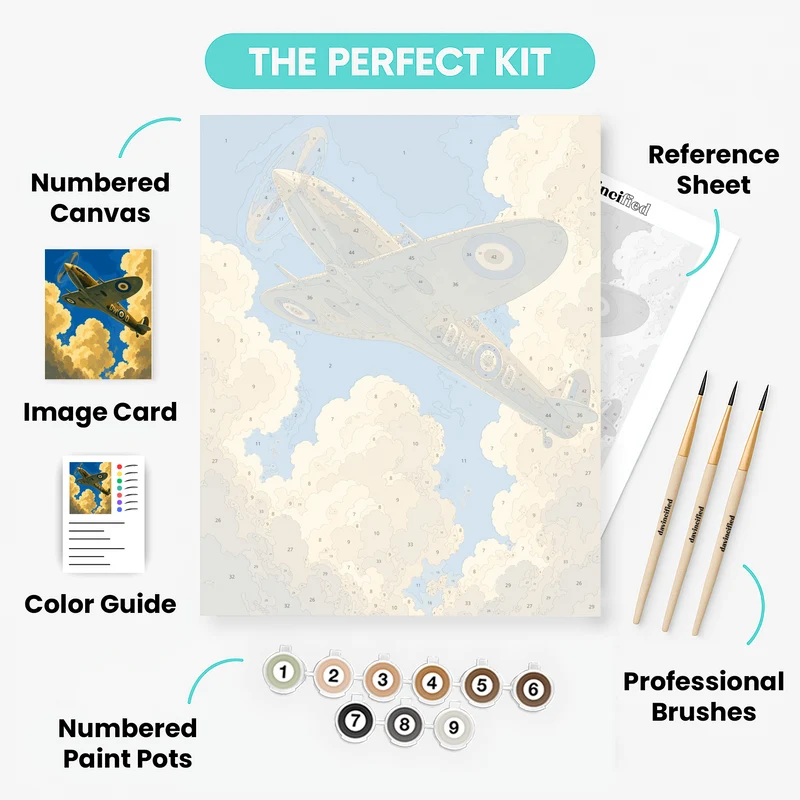 Spitfire Above Clouds - Paint by Numbers Kit