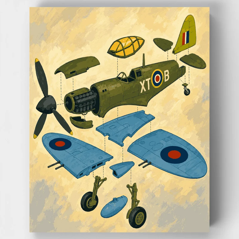 Exploded Spitfire - Paint by Numbers Kit