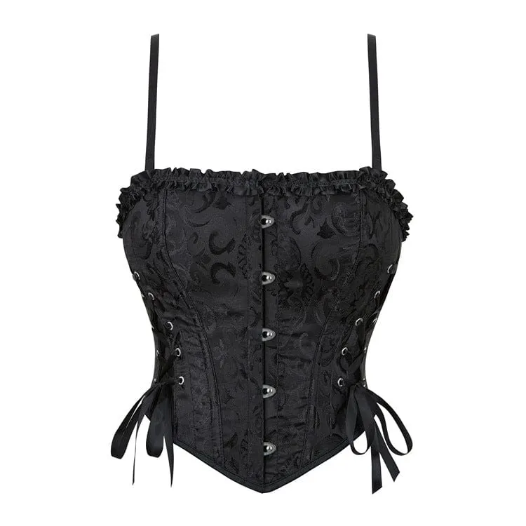 Gothic-Rüschen-Überbrustkorsett für Damen mit Schnürung