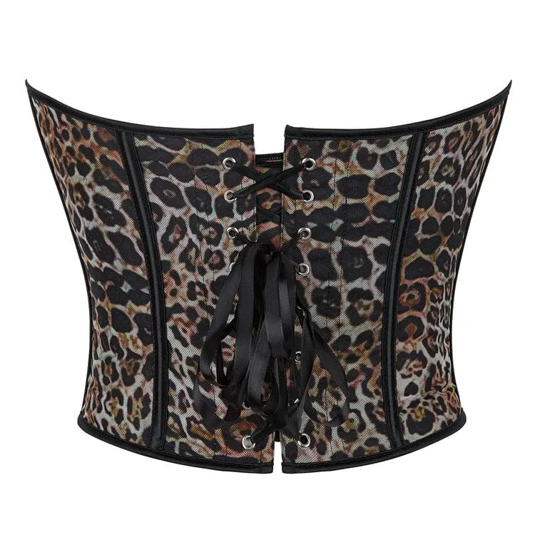 Gothic-Überbrustkorsett mit Leopardenmuster für Damen