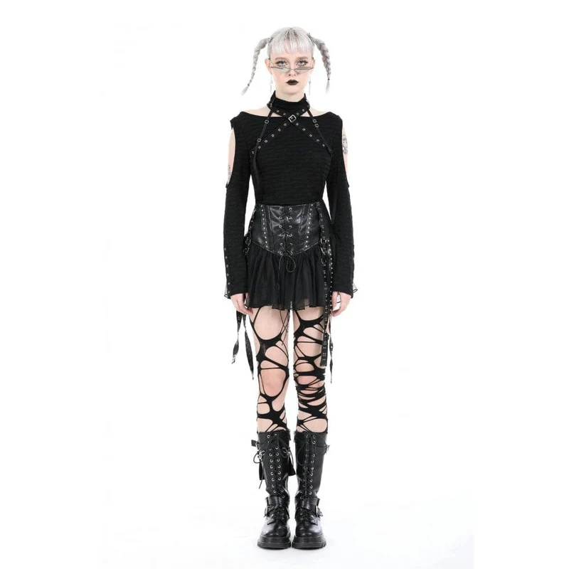 Punk-Rock aus Kunstleder mit Nieten für Damen