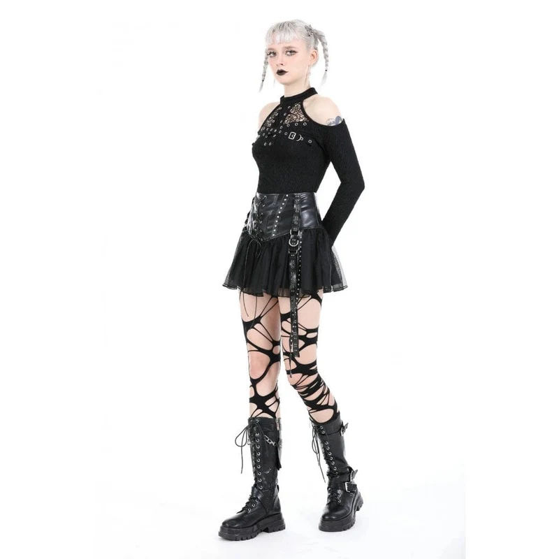 Punk-Rock aus Kunstleder mit Nieten für Damen