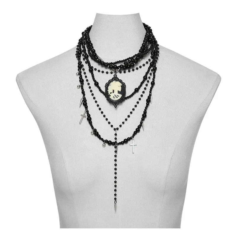 Gothic-Halskette mit mehrlagigen Perlen für Damen