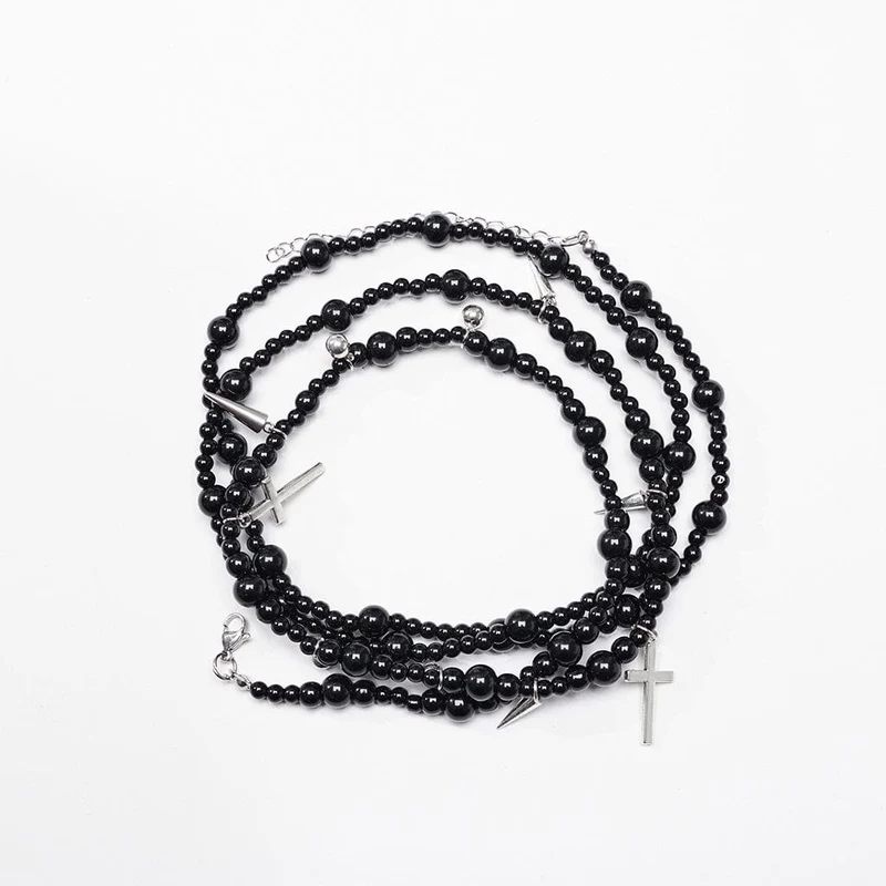 Gothic-Halskette mit mehrlagigen Perlen für Damen