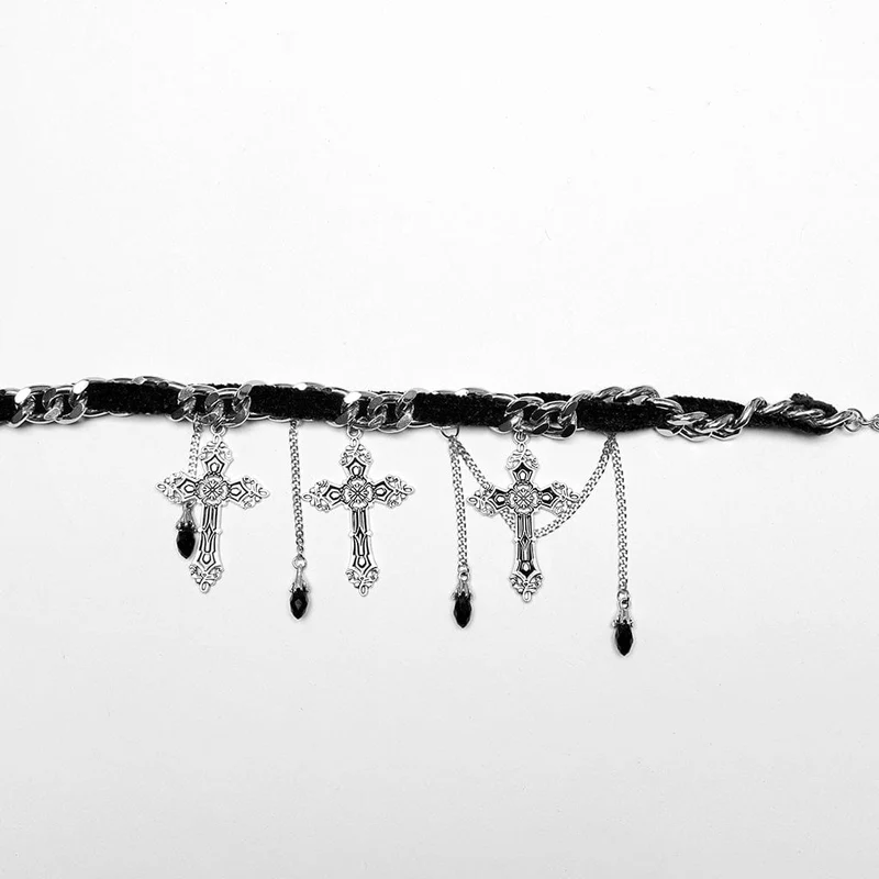 Gothic-Kreuz-Halsband für Damen in Schwarz