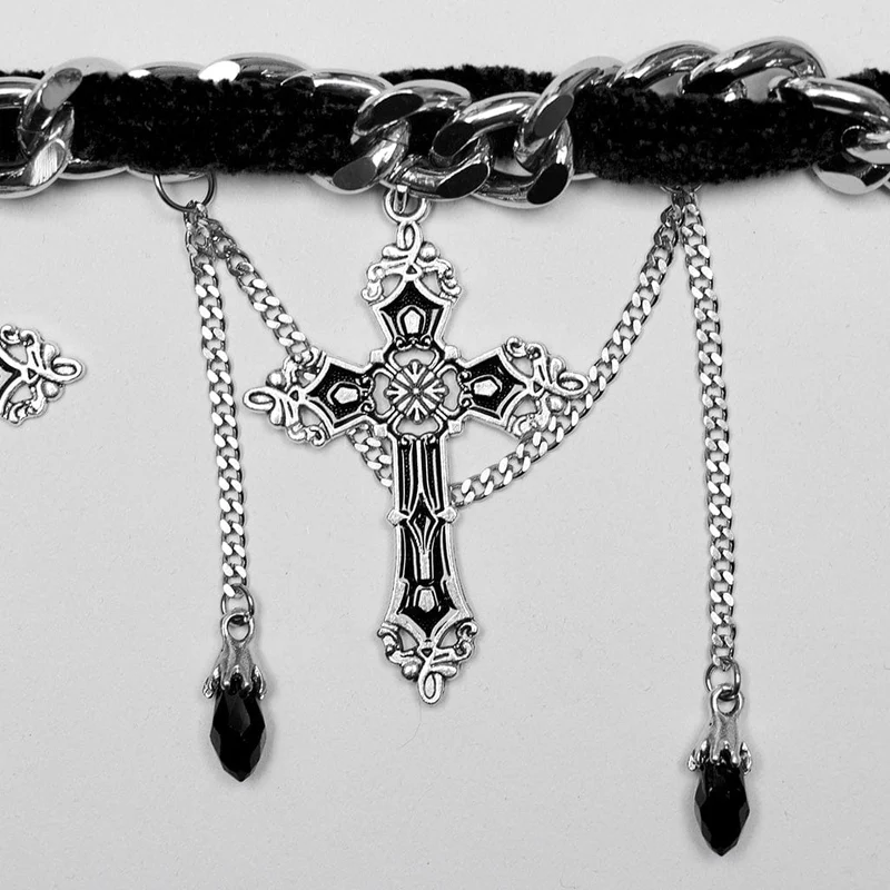 Gothic-Kreuz-Halsband für Damen in Schwarz