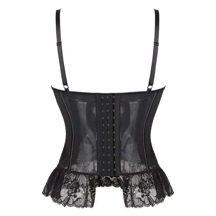 Gothic-Überbrustkorsett aus gespleißtem Netzstoff für Damen