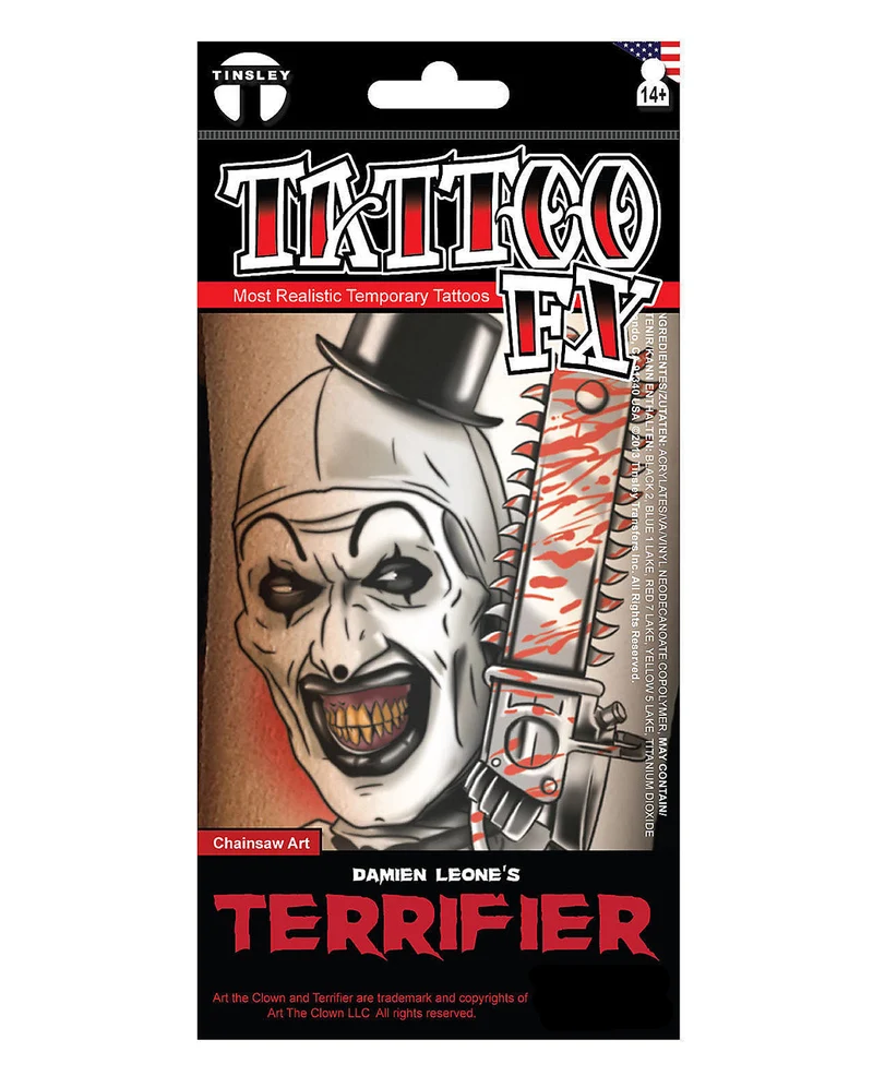 Terrifier 3 - Art The Clown Chainsaw Klebetattoo