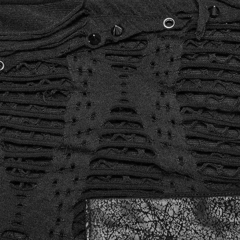 Herren Punk Ripped Mesh Splice T-Shirt