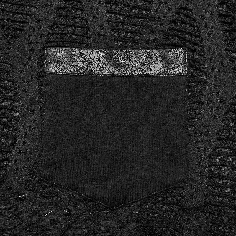 Herren Punk Ripped Mesh Splice T-Shirt