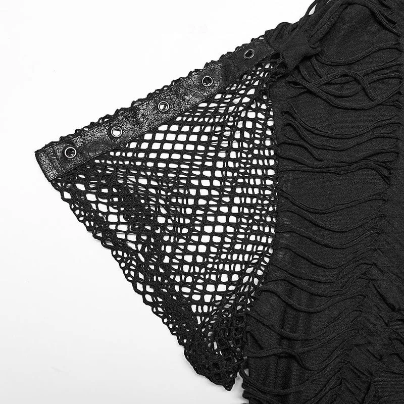 Herren Punk Ripped Mesh Splice T-Shirt