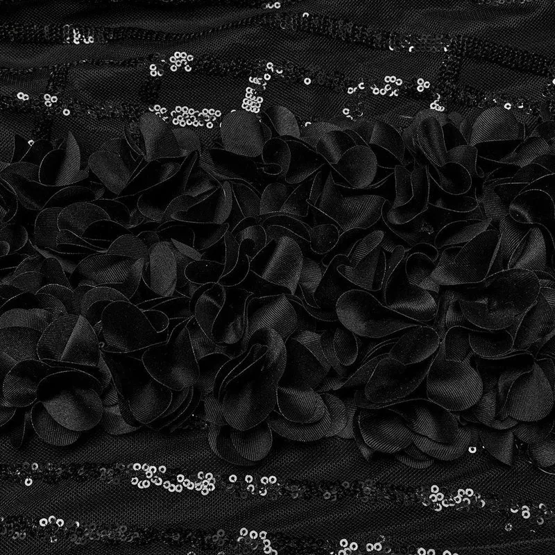 Gothic-Pailletten-Feder-Blumenrock für Damen
