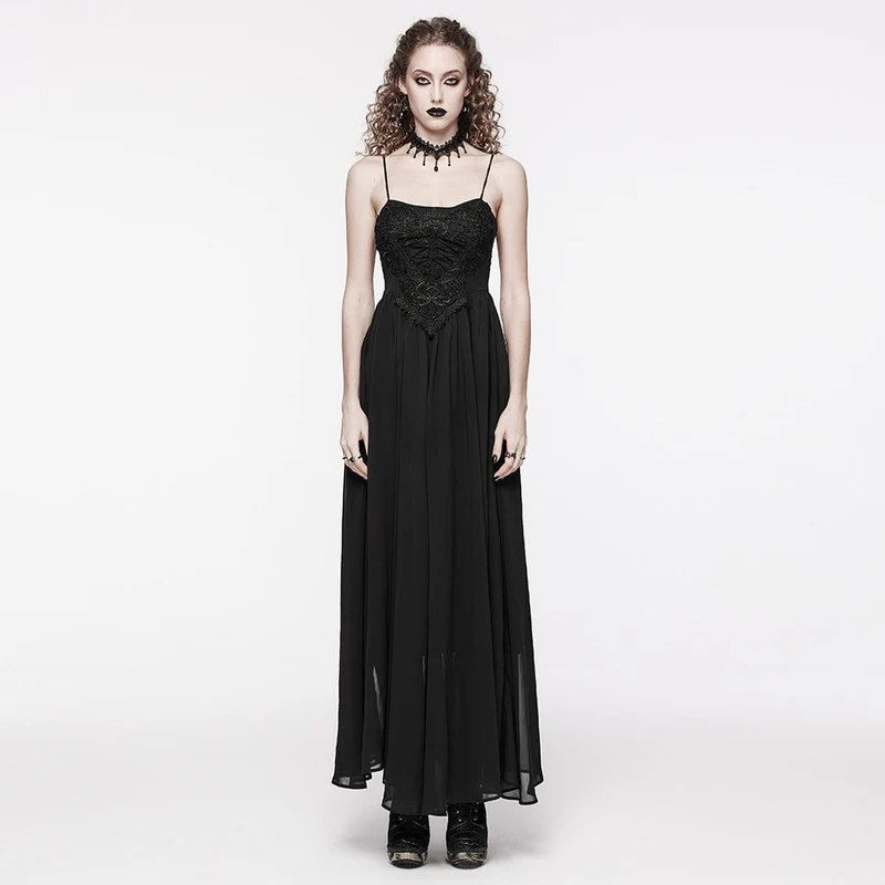 Damen-Hochzeitskleid mit Schnürung und Gothic-Blumenstickerei