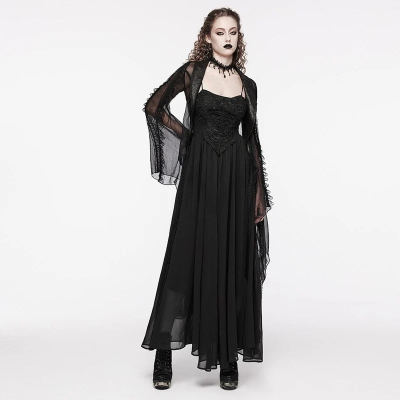 Damen-Hochzeitskleid mit Schnürung und Gothic-Blumenstickerei