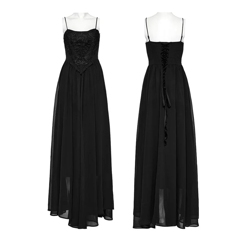 Damen-Hochzeitskleid mit Schnürung und Gothic-Blumenstickerei