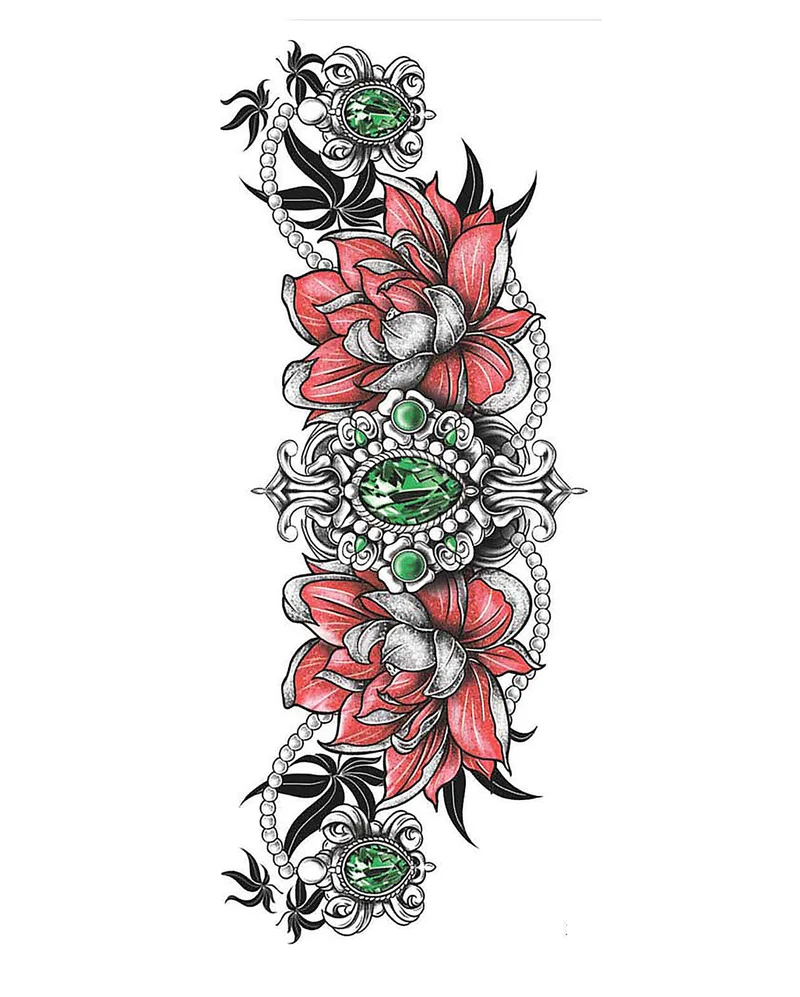 Lotus Blüte & Smaragd Schlüsselbein Klebetattoo