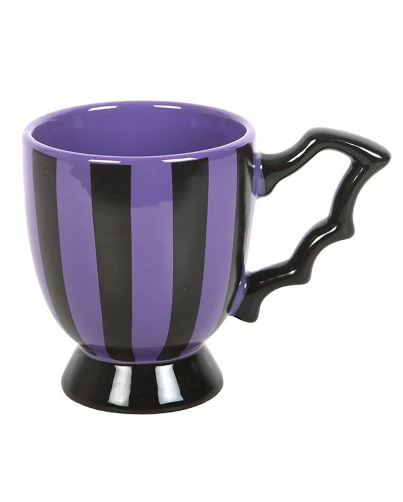 Violett gestreifte Fledermausflügel-Teetasse