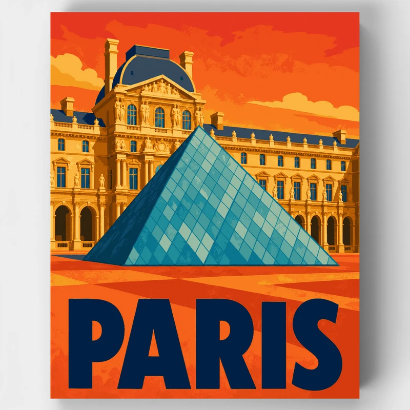 Louvre Glass Pyramid - Paint by Numbers Kit