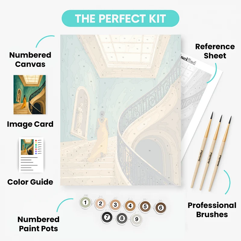 Golden Staircase Ascent - Paint by Numbers Kit