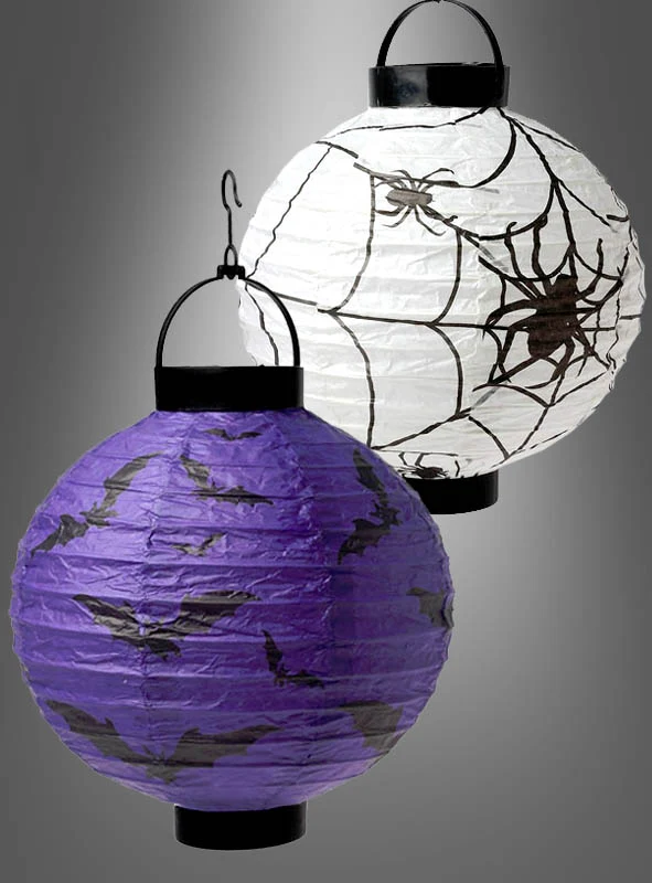 LED Halloween Papierlaterne Fledermaus oder Spinnen
