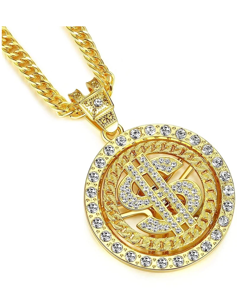 Drehbare Dollar Zeichen Halskette mit Strass