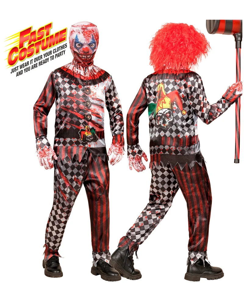 Horror Clown Sofortkostüm für Kinder mit Maske & Handschuhe