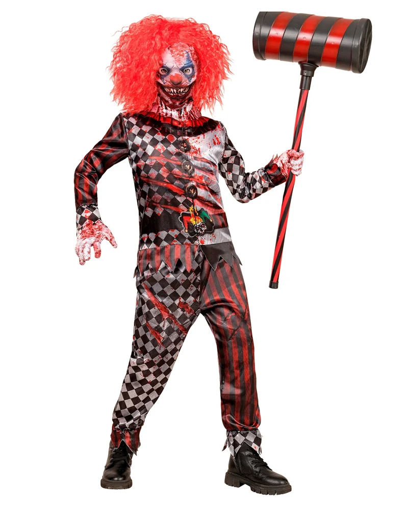 Horror Clown Sofortkostüm für Kinder mit Maske & Handschuhe