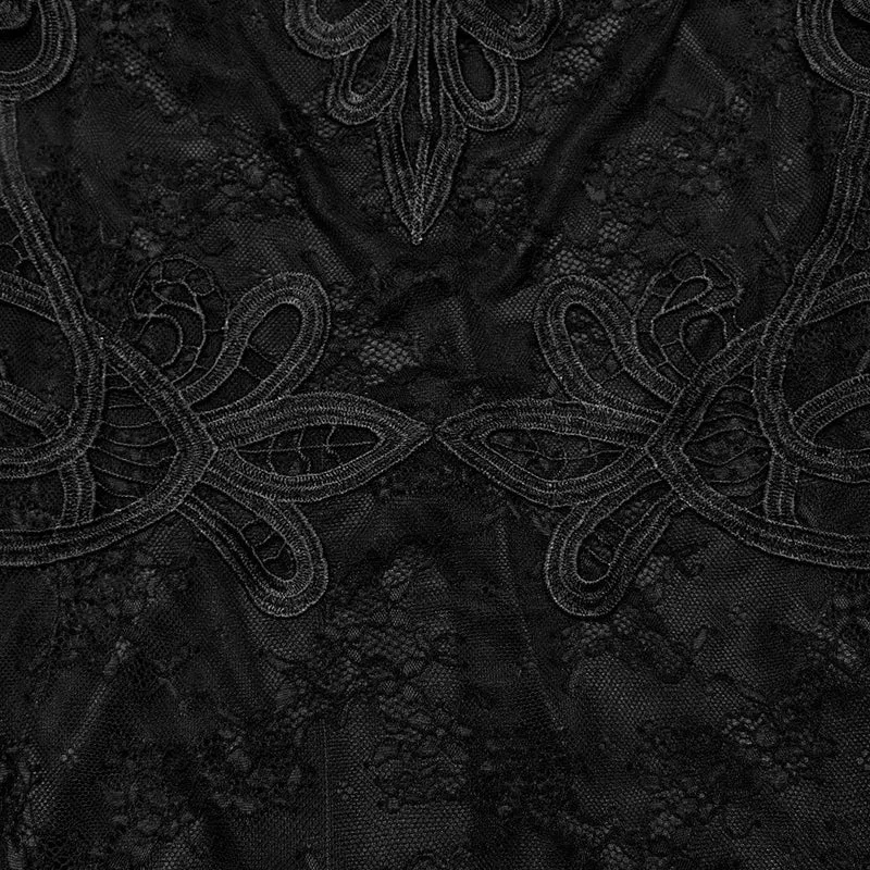 Damen-Gothic-Spitzenkleid mit Blumenstickerei