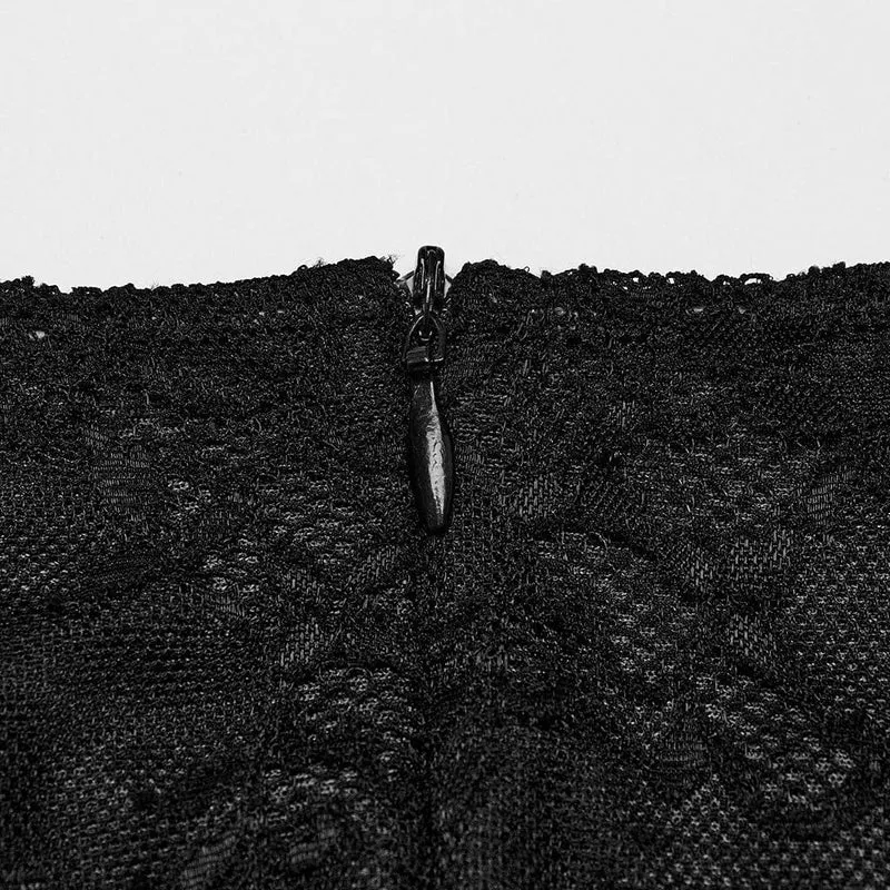 Damen-Gothic-Spitzenkleid mit Blumenstickerei