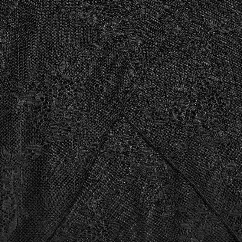 Damen-Gothic-Kleid mit unregelmäßigen Puffärmeln und Netzstoff