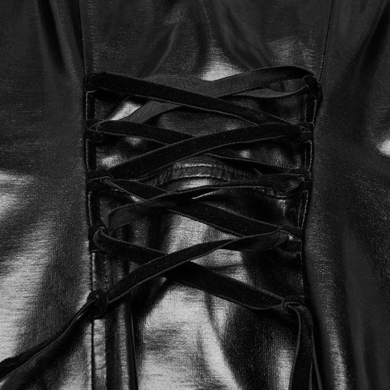 Damen-Punk-Kleid mit tiefem Schlitz und Schnürung