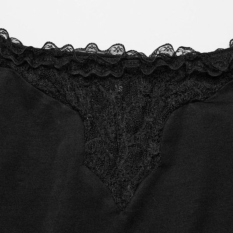 Schulterfreies Gothic-Top mit Kordelzug und Spitze für Damen