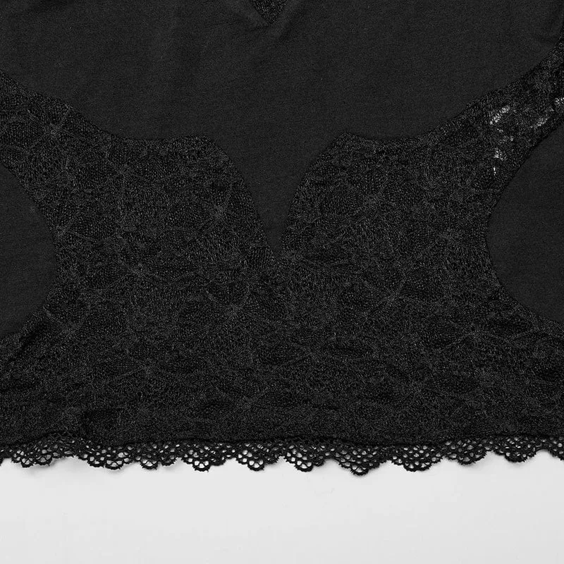 Schulterfreies Gothic-Top mit Kordelzug und Spitze für Damen