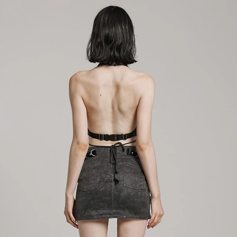 Damen Punk-Weste mit unregelmäßigem, zerrissenem Neckholder