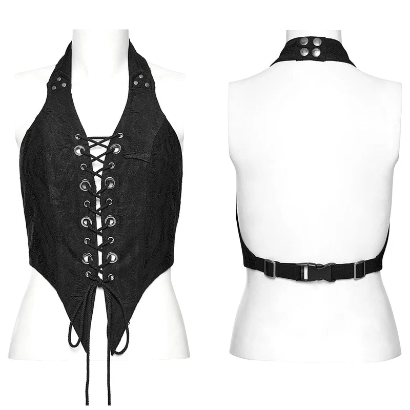 Damen Punk-Weste mit unregelmäßigem, zerrissenem Neckholder
