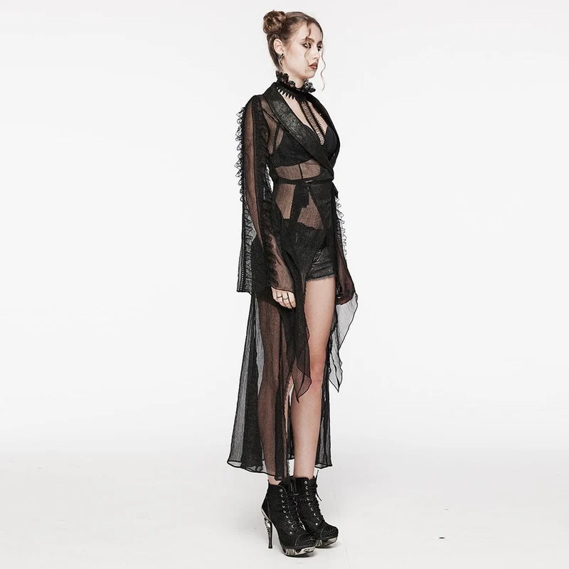 Damen-Cardigan im Gothic-Stil mit Reverskragen und ausgestellten Ärmeln