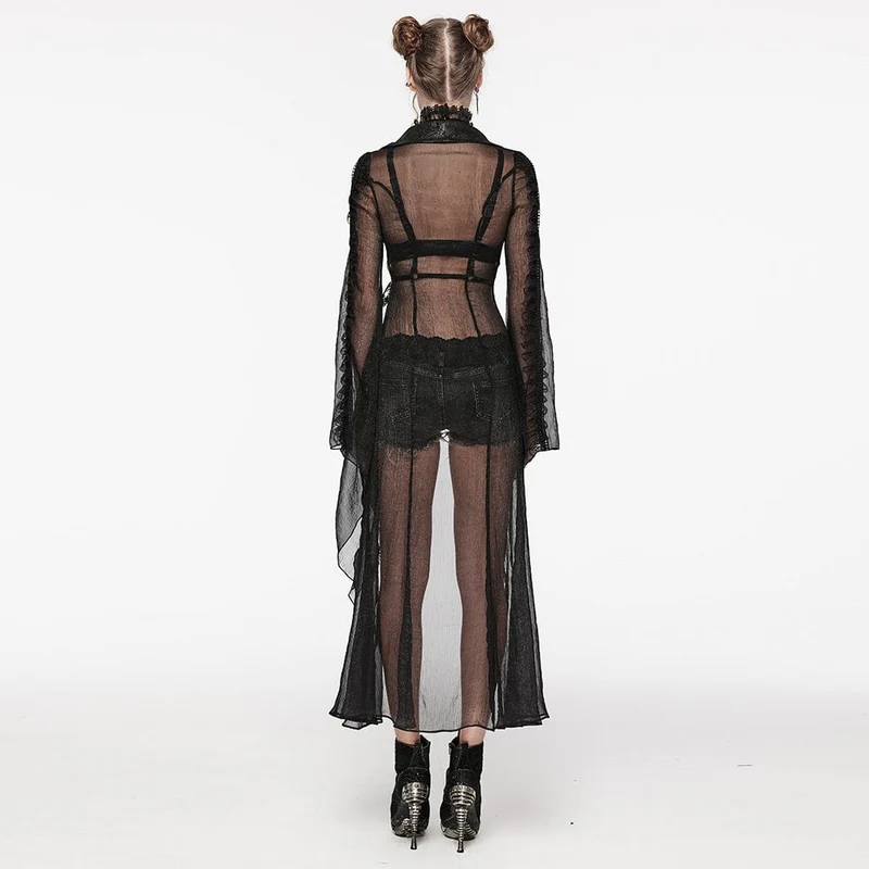Damen-Cardigan im Gothic-Stil mit Reverskragen und ausgestellten Ärmeln