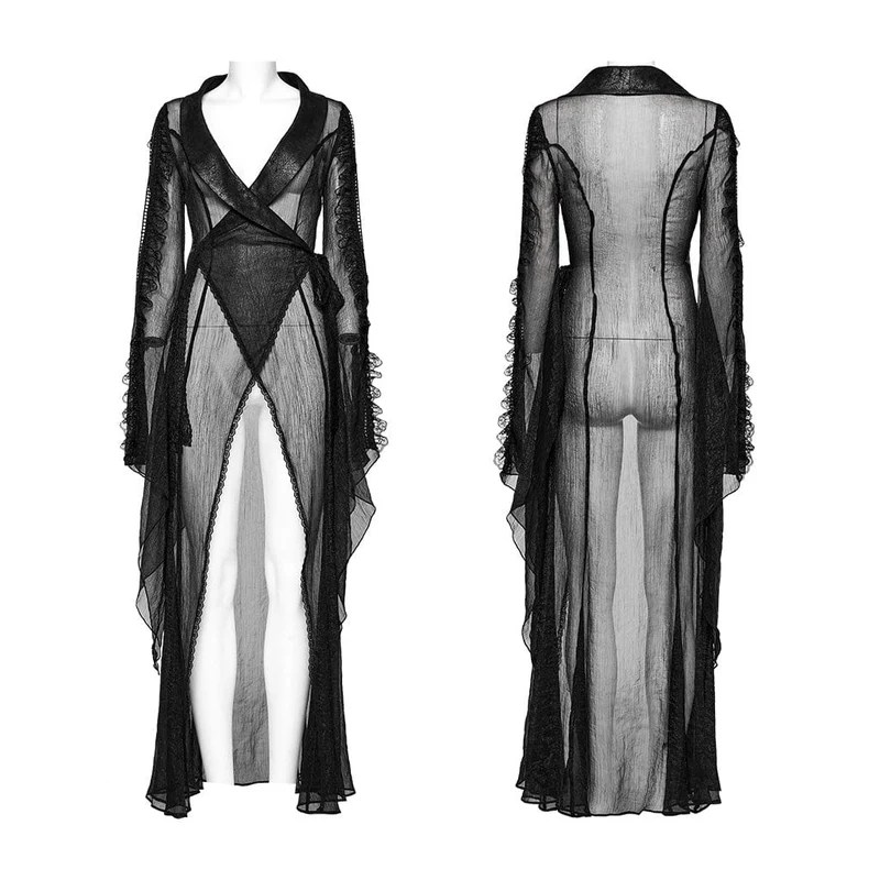 Damen-Cardigan im Gothic-Stil mit Reverskragen und ausgestellten Ärmeln